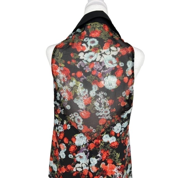 BCBG Shear Floral Sleeveless V-Neck Button Up Blouse Or Micro Mini Size XS - Picture 12 of 16